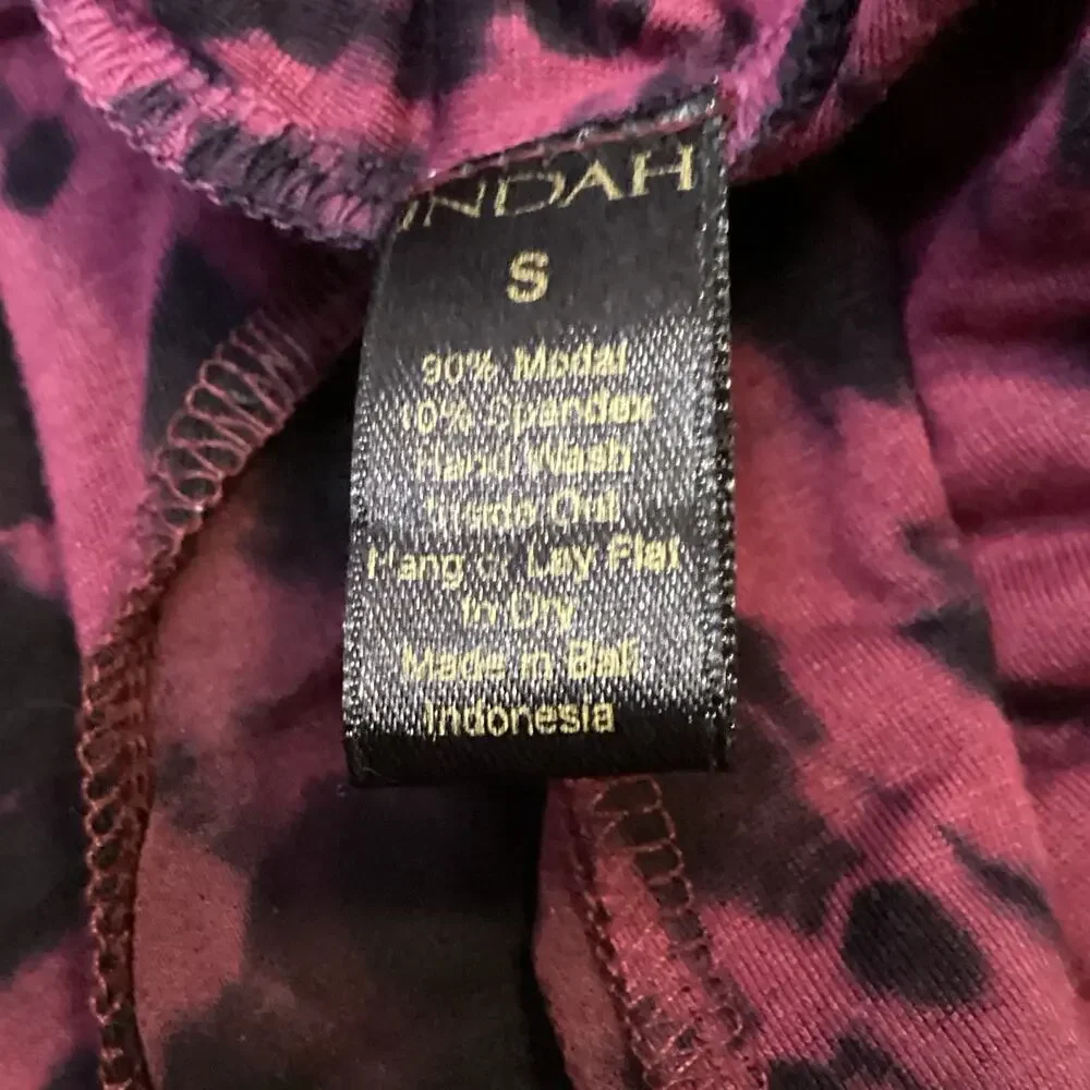 Indah Burgundy Black Tie Dye Slinky Full Length Wrap Maxi Dress S